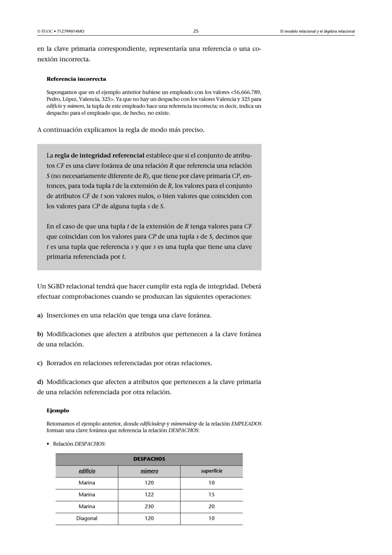  FUOC • 71Z799014MO 25 El modelo relacional y el álgebra relacional
en la clave primaria correspo…