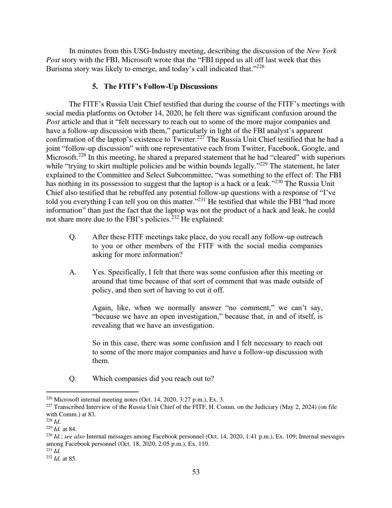 53
In minutes from this USG-Industry meeting, describing the discussion of the New York 
Post sto…