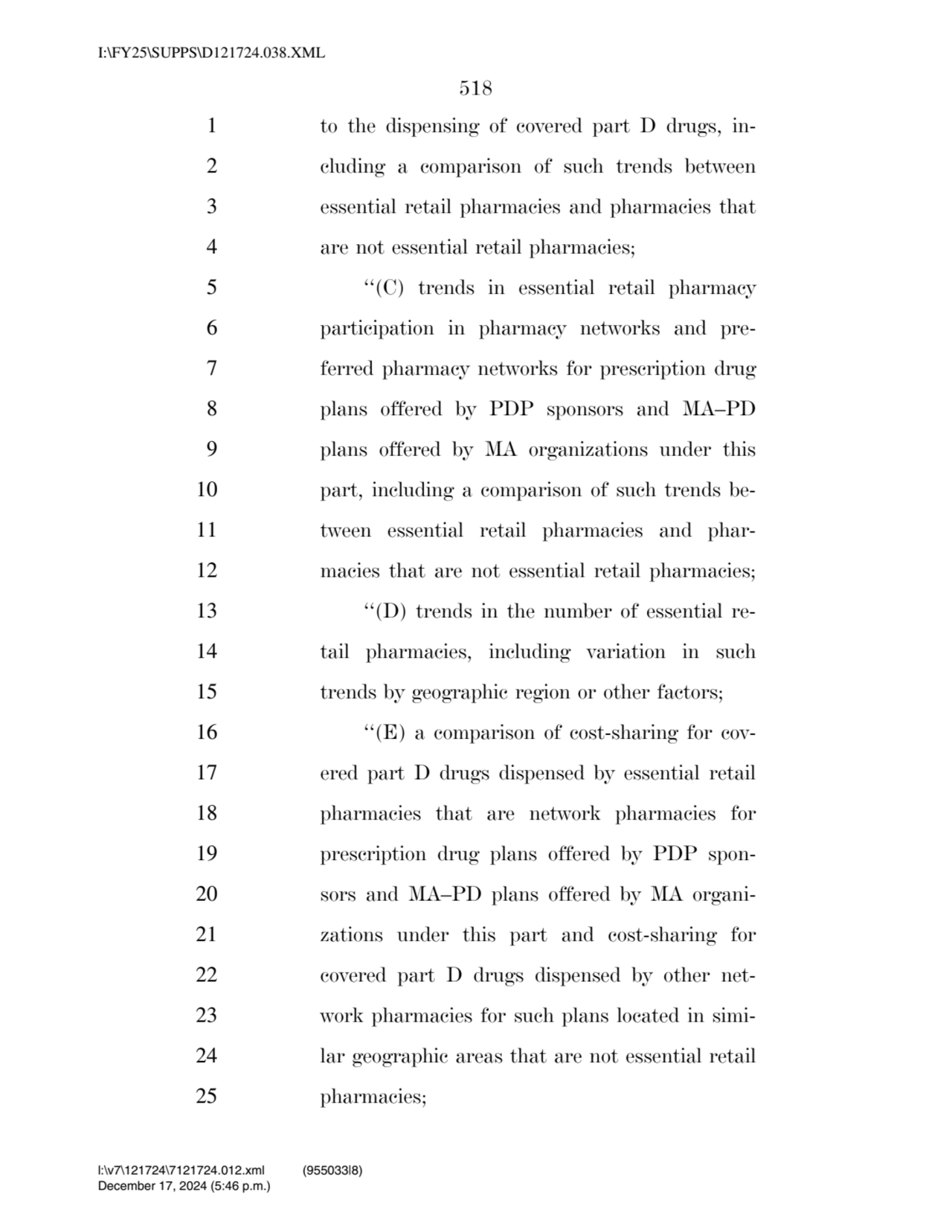 518 
1 to the dispensing of covered part D drugs, in2 cluding a comparison of such trends between…