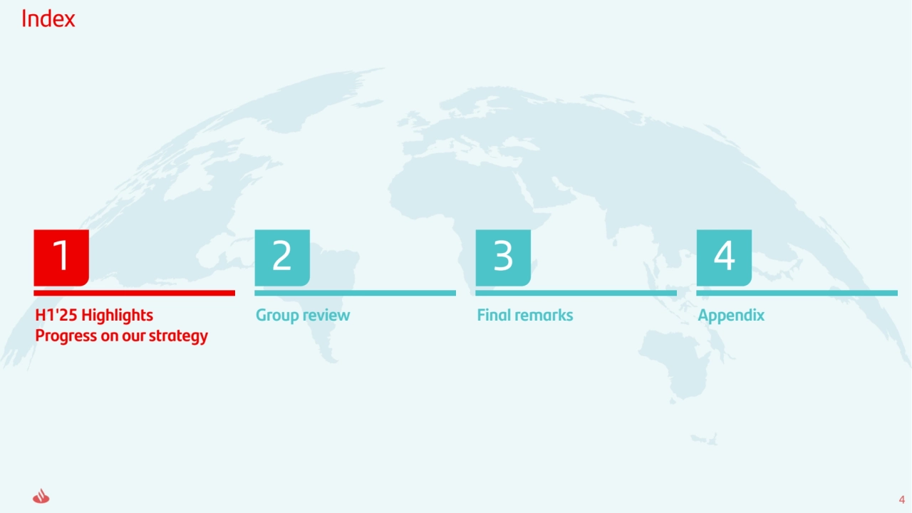 4
Index
H1'25 Highlights
Progress on our strategy
1
Group review
2
Final remarks
3
Appendix
4