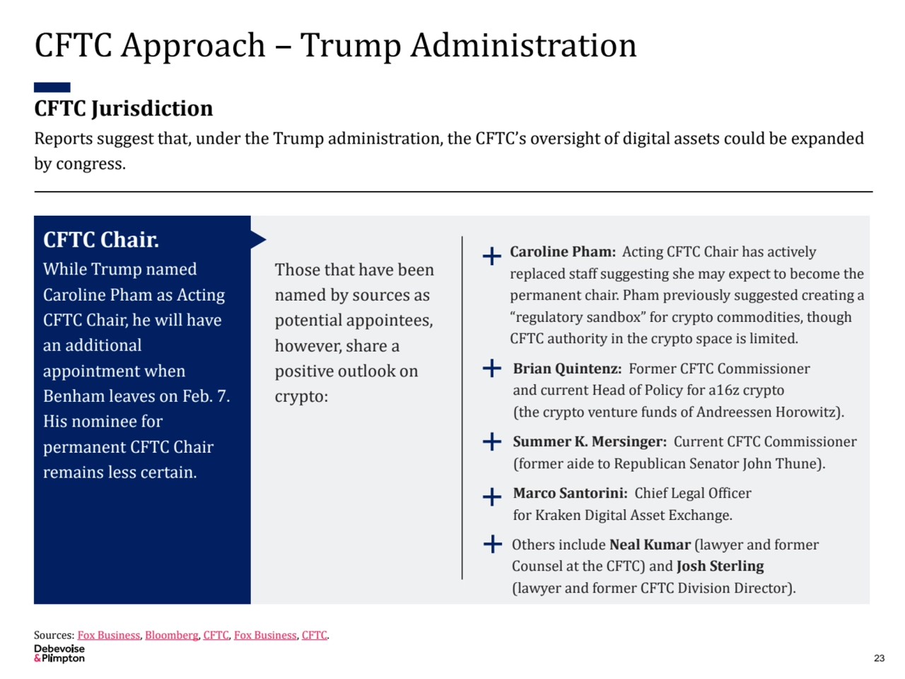 CFTC Jurisdiction
Reports suggest that, under the Trump administration, the CFTC’s oversight of di…