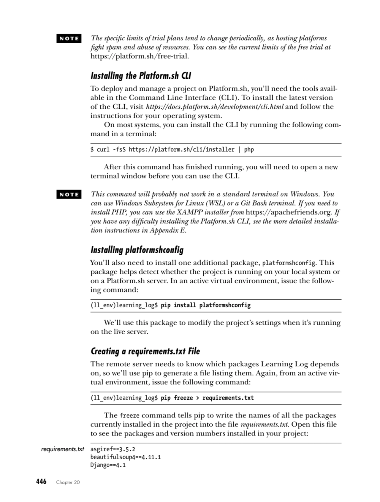 446   Chapter 20
NOTE The specific limits of trial plans tend to change periodically, as hosting p…