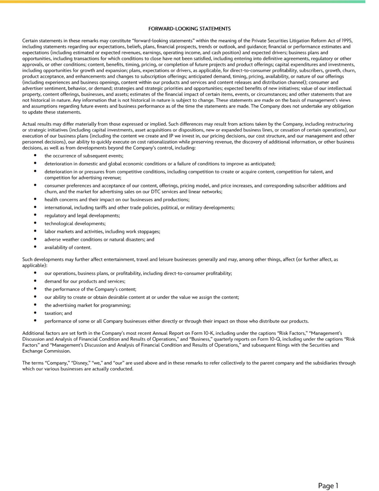 Disney's Q3 FY25 Earnings: Management Commentary - Page 2