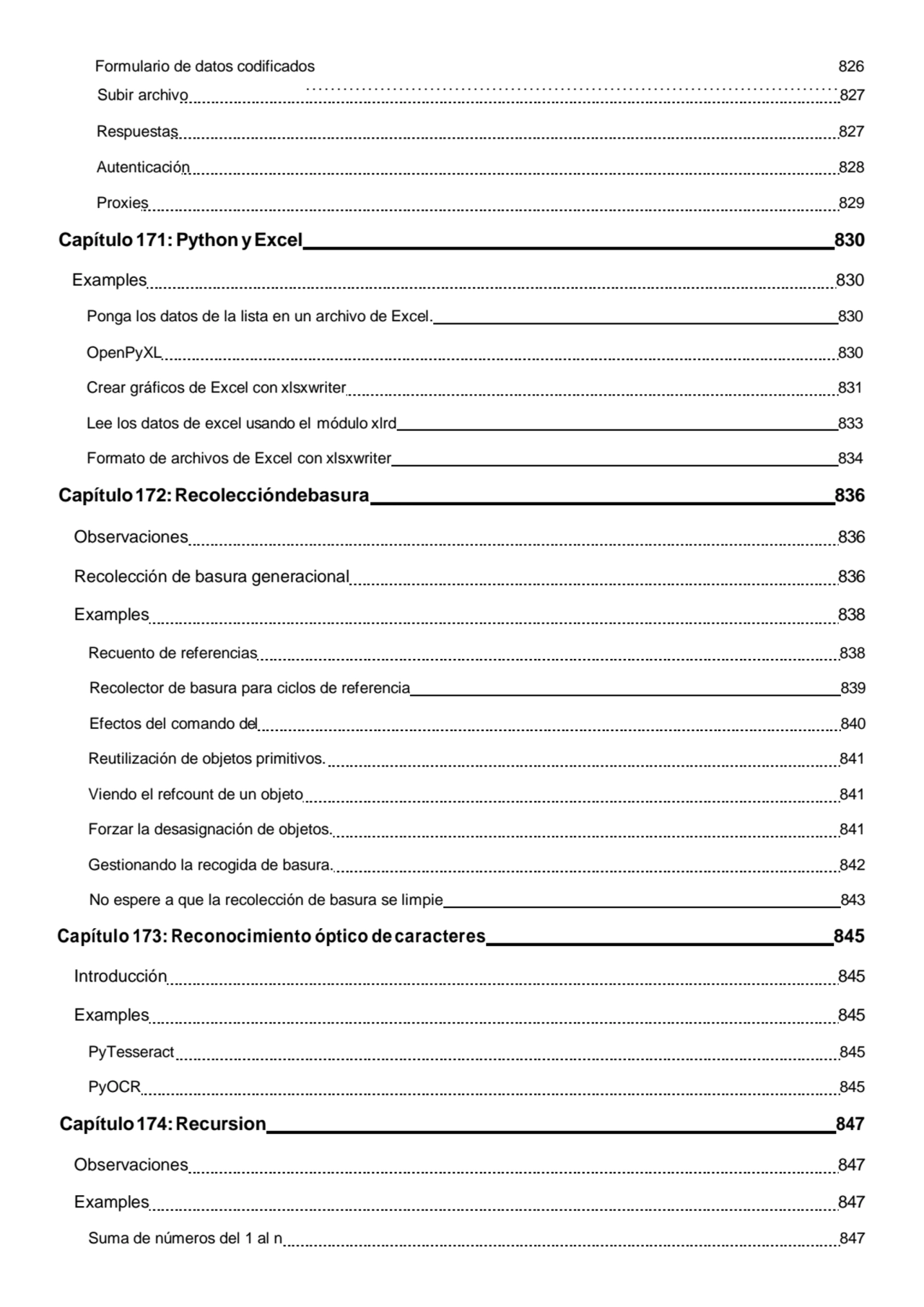 Formulario de datos codificados 826
Subir archivo 827 
Respuestas 827 
Autenticación 828 
Proxi…