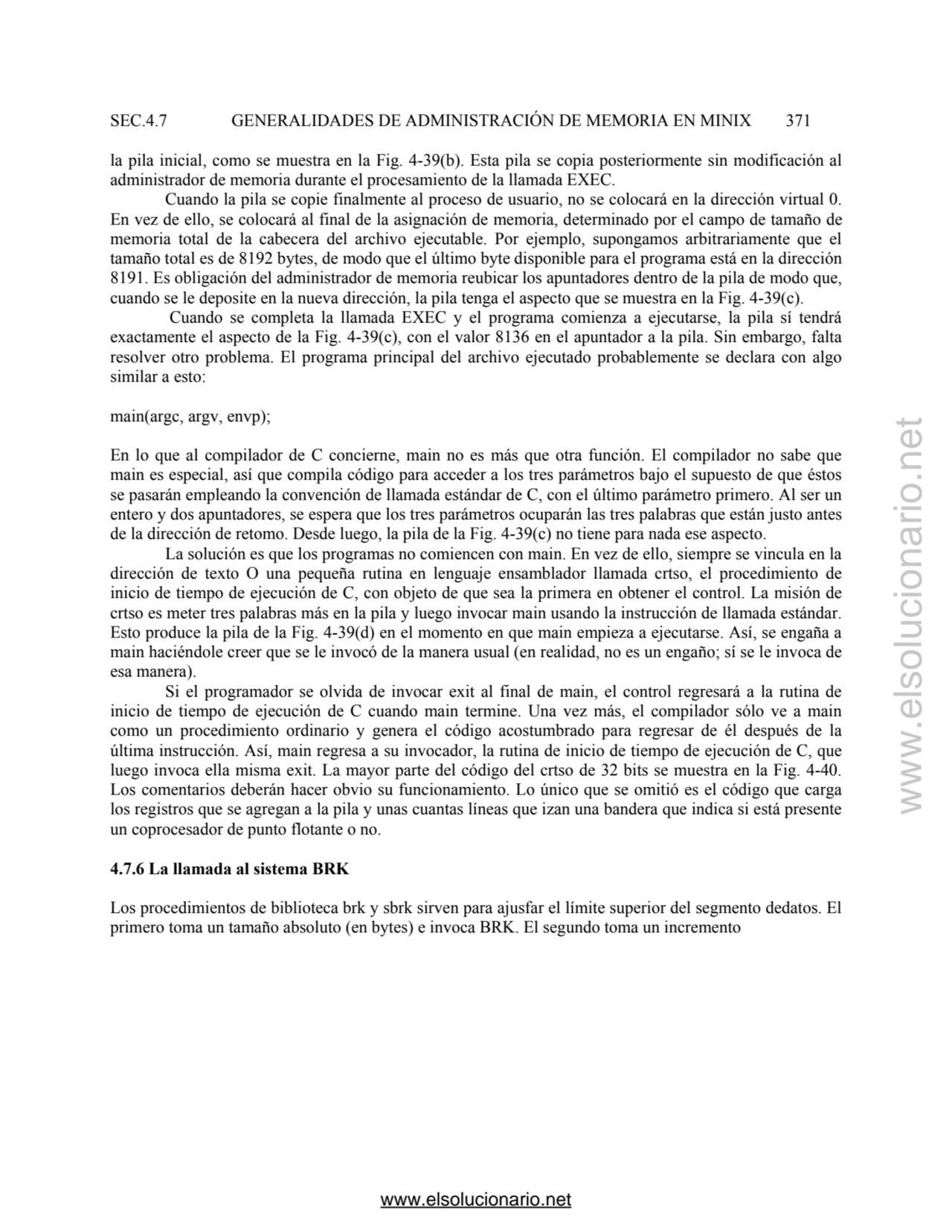 SEC.4.7 GENERALIDADES DE ADMINISTRACIÓN DE MEMORIA EN MINIX 371 
la pila inicial, como se muestra …