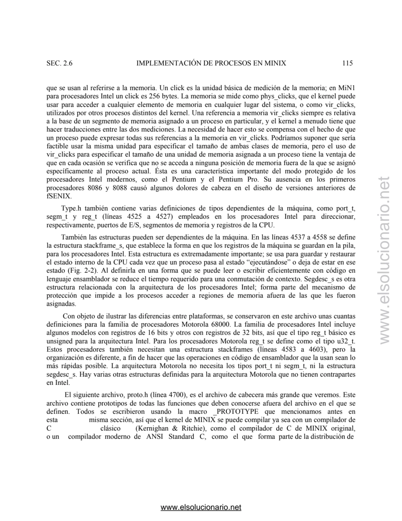 SEC. 2.6 IMPLEMENTACIÓN DE PROCESOS EN MINIX 115 
que se usan al referirse a la memoria. Un click …