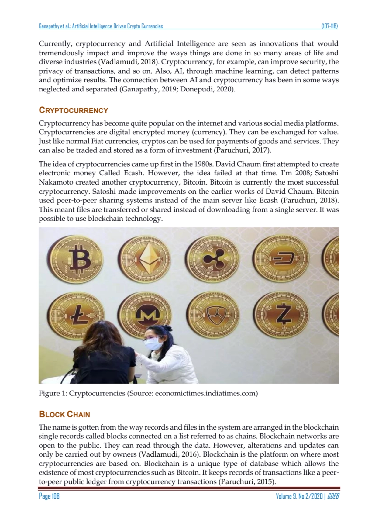 Ganapathyet al.: Artificial Intelligence Driven Crypto Currencies (107-118)
Page 108 Volume 9, No …