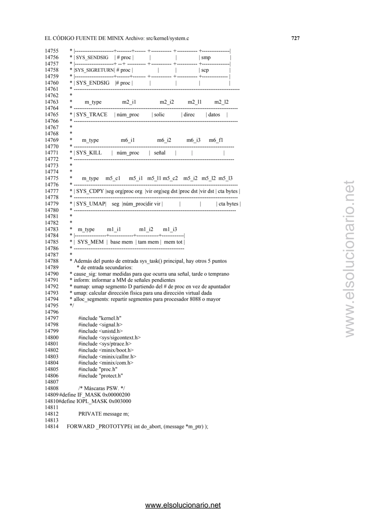 EL CÓDIGO FUENTE DE MINIX Archivo: src/kerneI/system.c 727 
14755 * |---------------------+-------…