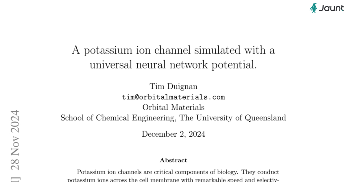 A potassium ion channel simulated with a universal neural network potential