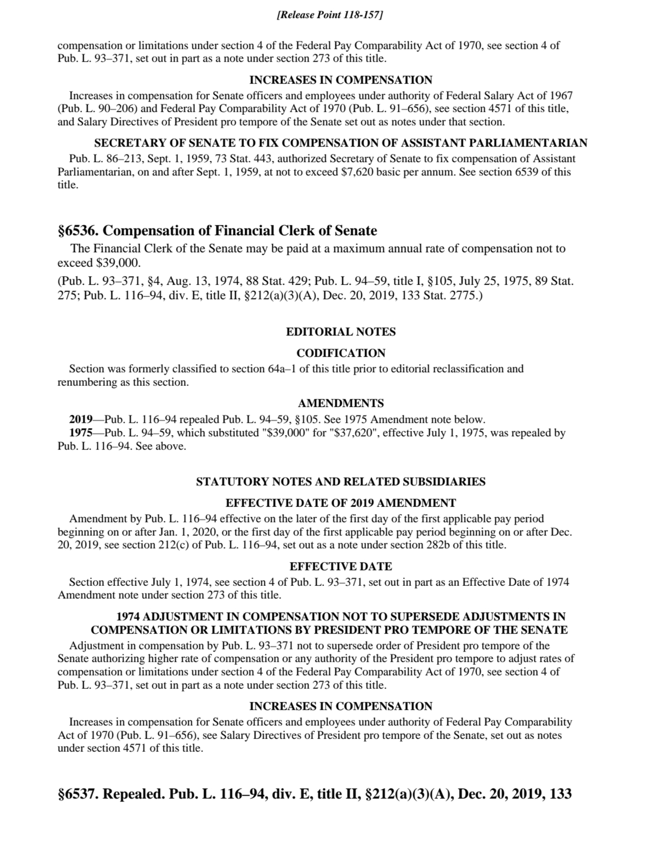 compensation or limitations under section 4 of the Federal Pay Comparability Act of 1970, see secti…